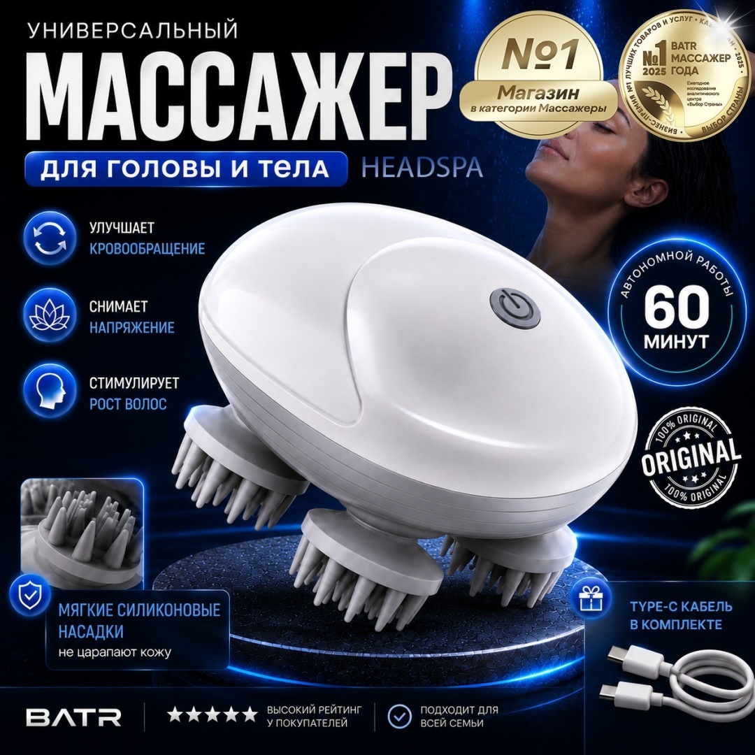Массажер BATR HeadSpa ручной разминающий